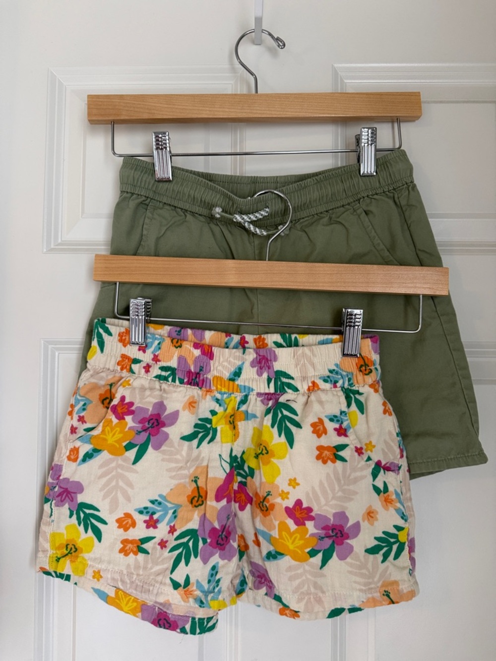 Girls - Cat & Jack Olive & Floral Summer shorts Drawstring Shorts Pack Set